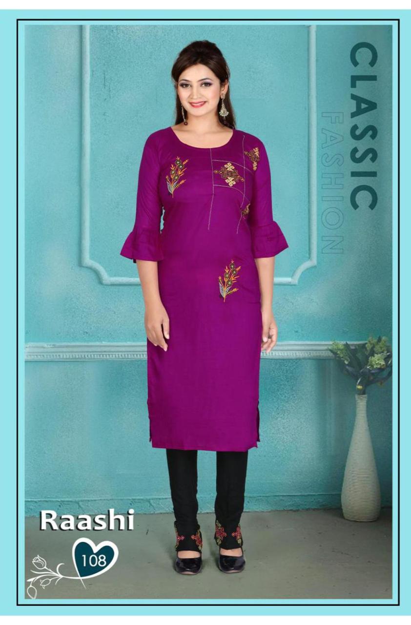 Beauty Queen Raashi Casual Wear Rayon Kurti With Bottom Latest Collection